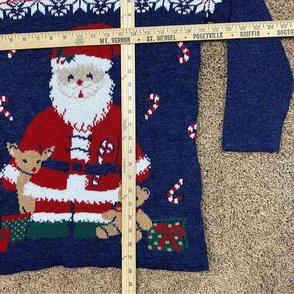 Vintage Christmas Santa Fair Isle Long Sweater Nutcracker Small 90's - Picture 4 of 6